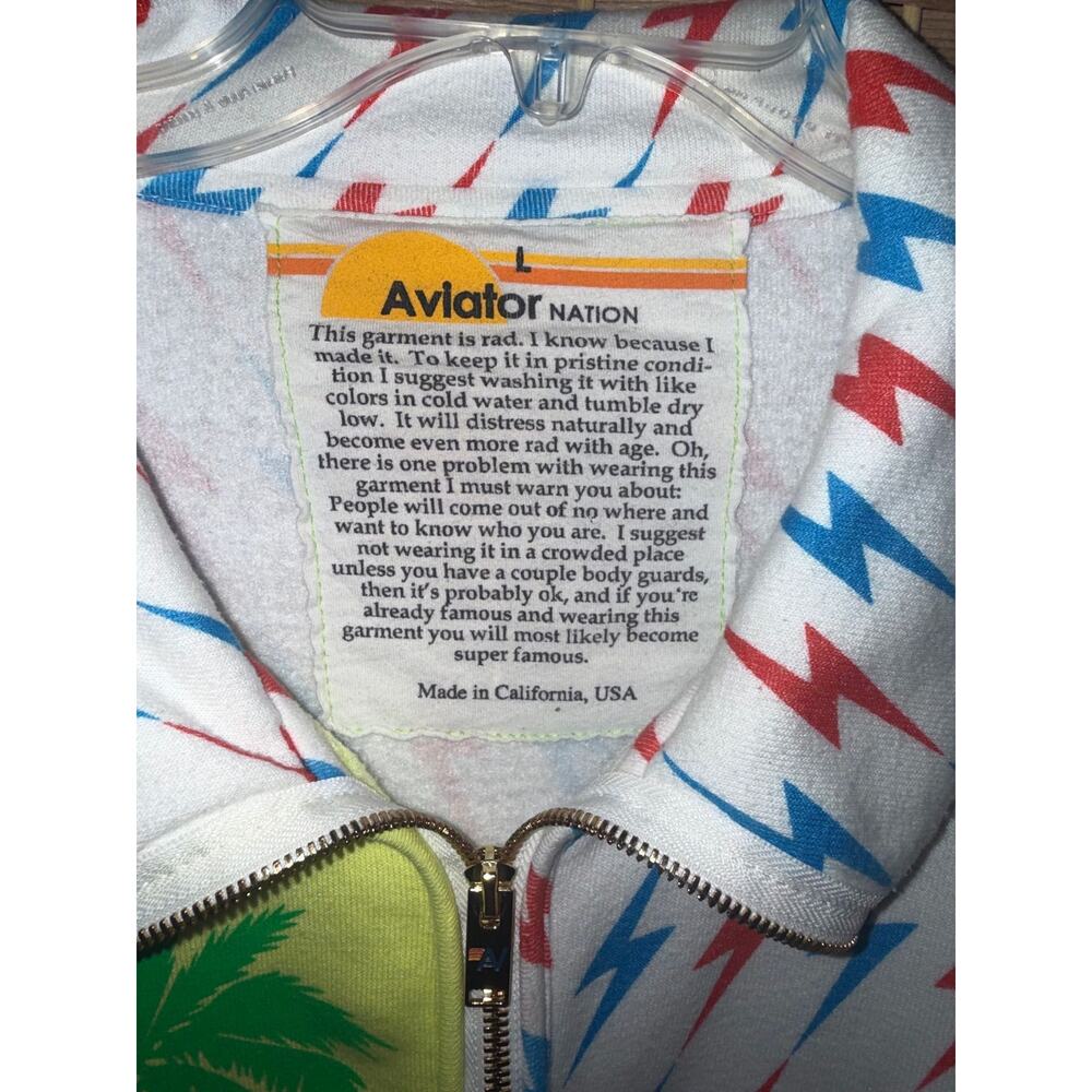 #610 Aviator Nation Palm Tree/Bolt 1/2 Zip Pullover Sz Lg - Picture 4 of 4